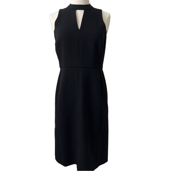 LOFT Black Mock Neck Keyhole Cutout Sleeveless Sheath Panel Dress - Picture 1 of 7